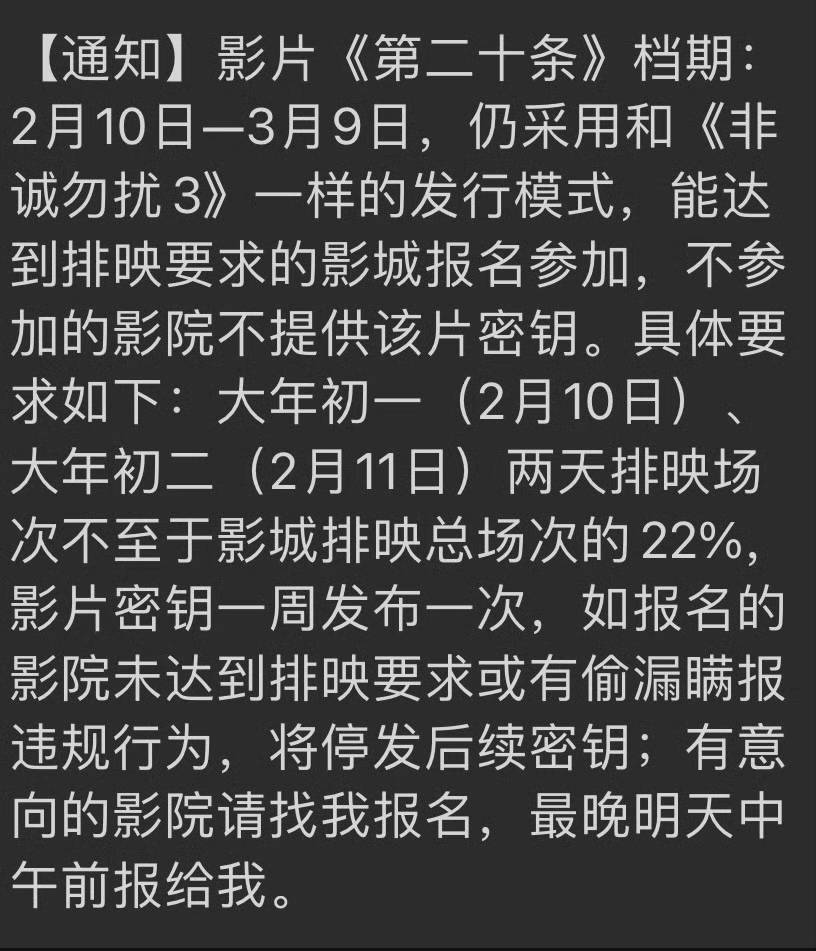 春节排片战打响？《第二十条》等要求22%排片，《红毯先生》：让观众选择