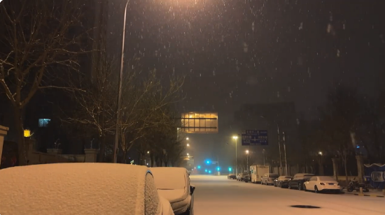 于和伟晒大年初二午夜雪景：我听见了雪落的声音