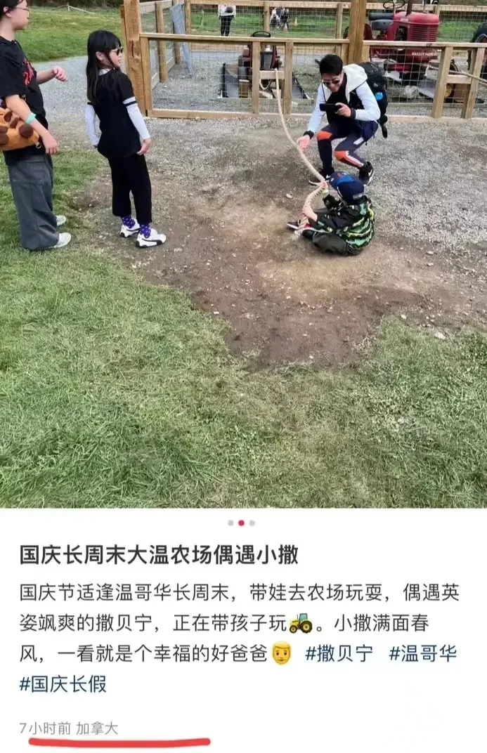 撒贝宁一家回加拿大省亲，他陪儿子玩一脸慈爱，李白皮肤大不如前